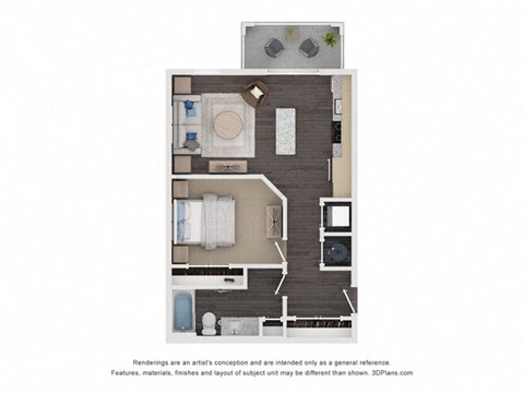 a floor plan of an apartment with a bedroom and a living room
